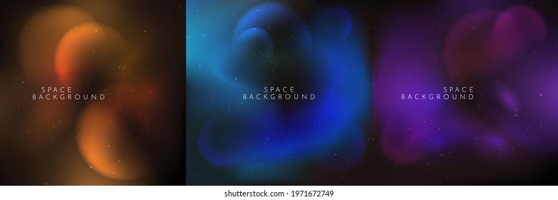 Vector Illustration. Blurred Wallpaper. Nebula In Space. Abstract Banner. Dark Starry Background. Milky Way. Minimalist Concept. Cosmic Sky. Design Element For Social Media Template, Web Banner