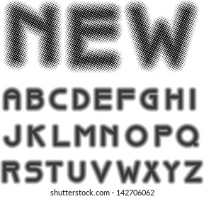 Vector illustration of a blurry dotted alphabet.