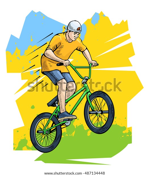 Vector Illustration Bmx Rider Jumping Beautiful Stock Vector (Royalty ...