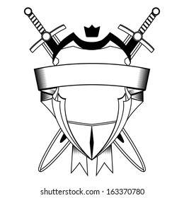 Vector illustration board and crossed swords