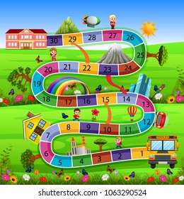 Vector illustration of a board game with back to school background