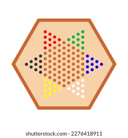 Vector illustration of a board game of Chinese checkers isolated on a white background. Traditional Chinese checkers. Games on the board. Checkers board. Chinese Game