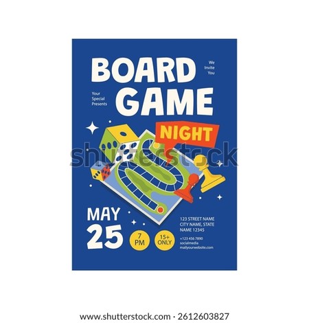 Vector illustration of board game night flyer poster template design