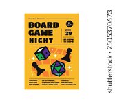 Vector illustration of board games night flyer poster template