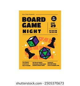 Vector illustration of board games night flyer poster template