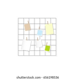 Vector illustration. Board made of grid for notes.