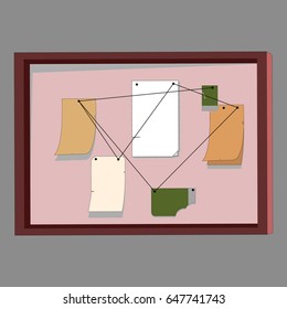 Vector illustration of a board with stickers for notes. Blank for text.