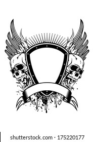 Vector illustration board wings and skulls