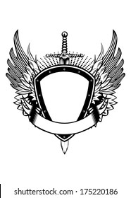 Vector illustration board wings and sword