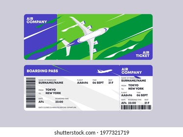 Vector illustration of a boarding ticket template for an airplane