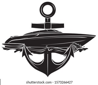 Vector Illustration with Boat Graphics on White Background. Sea Ship Design.