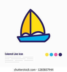 Vector illustration of boat icon colored line. Beautiful leisure element also can be used as ship icon element.