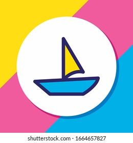 Vector illustration of boat icon colored line. Beautiful tourism element also can be used as yacht icon element.