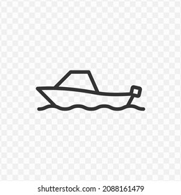 Vector illustration of boat icon in dark color and transparent background(png).