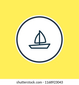 Vector illustration of boat icon line. Beautiful transit element also can be used as yacht icon element.