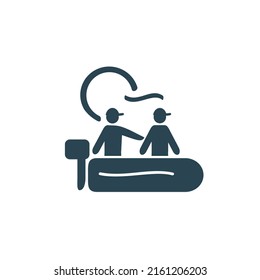 Vector illustration, boat icon, yacht, fishing, travel and camping. Flat design.
