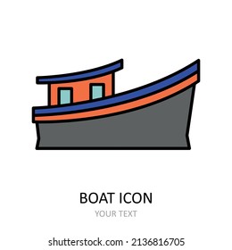 Ilustración vectorial con barco. Dibujo lineal