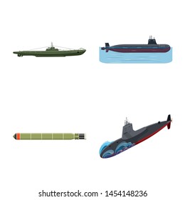 Vector illustration of boat and navy icon. Collection of boat and deep stock vector illustration.