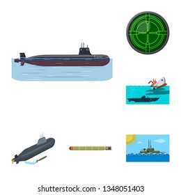 Vector illustration of boat and navy logo. Set of boat and deep   stock vector illustration.