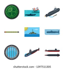 Vector illustration  boat and navy logo. Set  boat and deep   stock symbol for web.