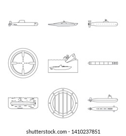 Vector illustration of boat and navy logo. Collection of boat and deep   stock vector illustration.