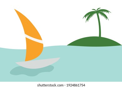 Vector Illustration of Boat on Beach