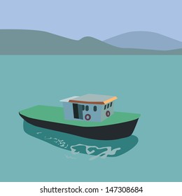 Vector and illustration of boat on sea