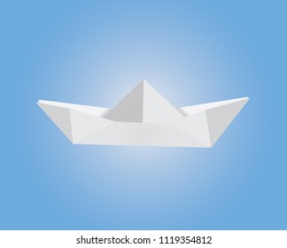 Vector illustration of boat in origami style.