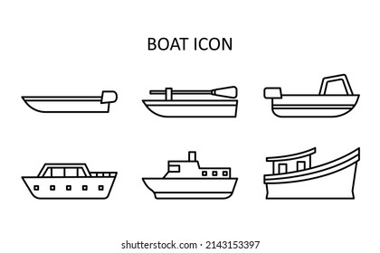 Vector illustration. Boat with paddle. Linear drawing