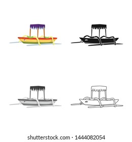 Vector illustration of boat and sail logo. Collection of boat and ocean vector icon for stock.