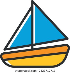 Vector illustration of a boat with a sail. Sailboat.