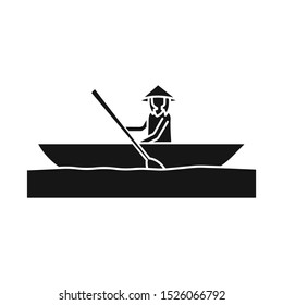 Vector illustration of boat and vietnamese logo. Graphic of boat and water stock vector illustration.