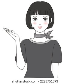 Vector illustration of a bob hair woman to guide