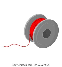 Vector illustration of bobbin stitch with red thread isolated on white background, ideal for icon, sign, symbol or logo design. Editable EPS files included