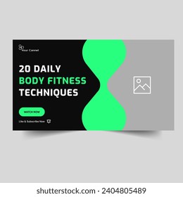 Vector illustration body fitness training tutorial tips and tricks thumbnail design, meditation video cover banner design, customizable vector eps 10 file format