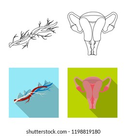 Vector illustration of body and human icon. Collection of body and medical stock vector illustration.