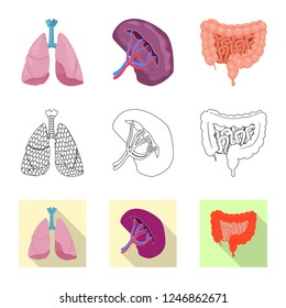 Vector illustration of body and human icon. Set of body and medical stock vector illustration.