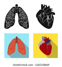 Vector illustration of body and human icon. Collection of body and medical stock vector illustration.