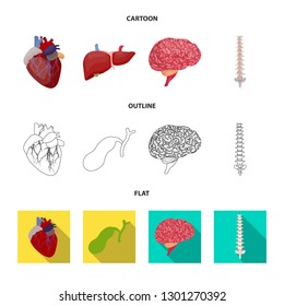 Vector illustration of body and human icon. Set of body and medical vector icon for stock.