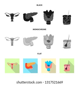Vector illustration of body and human icon. Set of body and medical stock vector illustration.