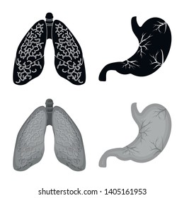 Vector illustration of body and human icon. Collection of body and medical vector icon for stock.