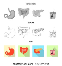Vector illustration of body and human logo. Collection of body and medical vector icon for stock.