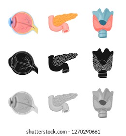 Vector illustration of body and human logo. Collection of body and medical stock symbol for web.
