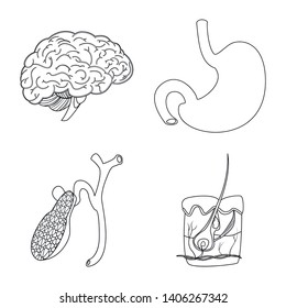Vector illustration of body and human logo. Set of body and medical stock symbol for web.