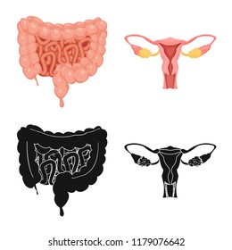 Vector illustration of body and human sign. Collection of body and medical vector icon for stock.