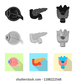 Vector illustration of body and human sign. Collection of body and medical stock vector illustration.