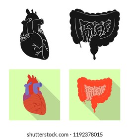 Vector illustration of body and human sign. Collection of body and medical vector icon for stock.