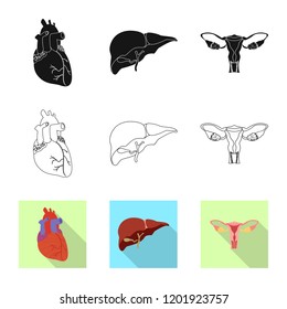 Vector illustration of body and human sign. Collection of body and medical stock symbol for web.