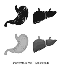 Vector illustration of body and human sign. Collection of body and medical vector icon for stock.
