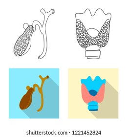 Vector illustration of body and human sign. Collection of body and medical vector icon for stock.